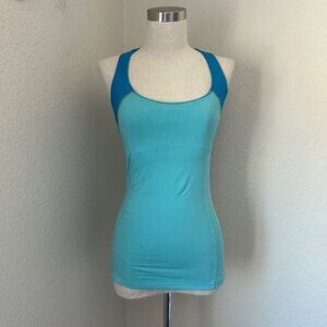 Alo Cool Fit Scoop Neck Tank Top Racerback Lightweight ColorBlock Blue S